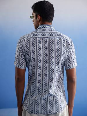 White And Blue Cotton Shirt 3