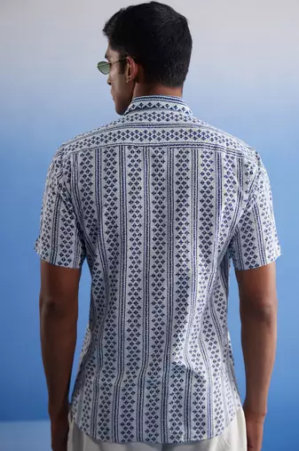 White And Blue Cotton Shirt