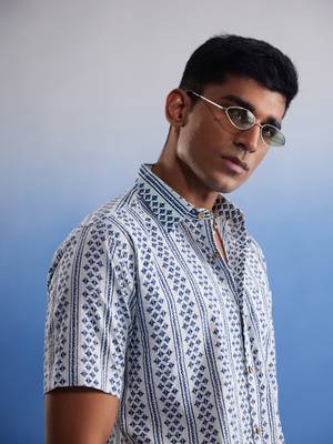 White And Blue Cotton Shirt 4