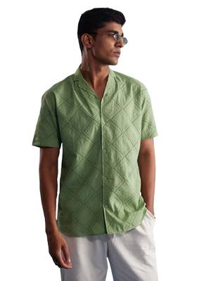 Green Cotton Ethnic Shirt 1