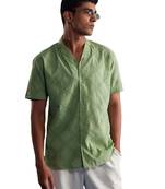 Green Cotton Ethnic Shirt