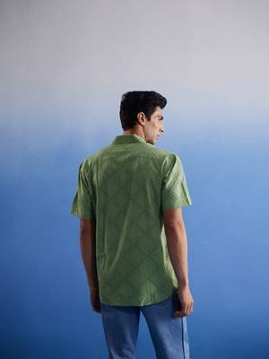 Green Cotton Ethnic Shirt 3
