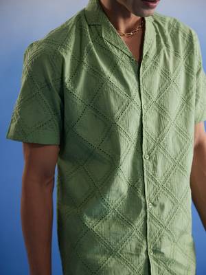 Green Cotton Ethnic Shirt 4