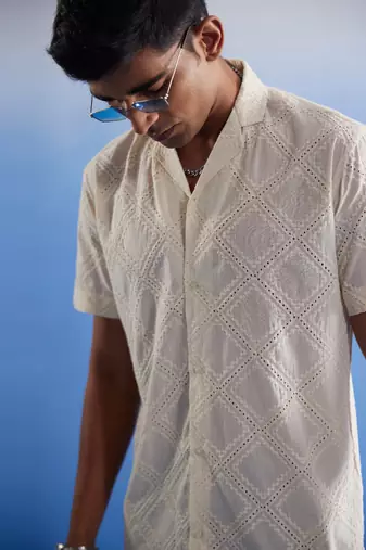 Cream Cotton Ethnic Shirt