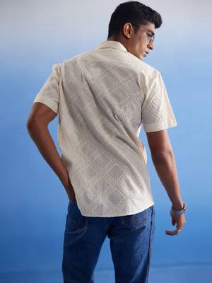 Cream Cotton Ethnic Shirt 3