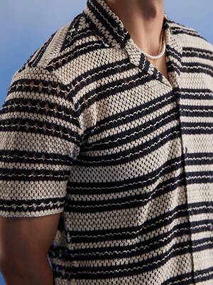 Beige And Black Cotton Blend Ethnic Shirt 4