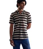 Beige And Black Cotton Blend Ethnic Shirt