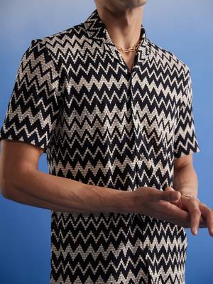 Beige And Black Cotton Blend Ethnic Shirt 4