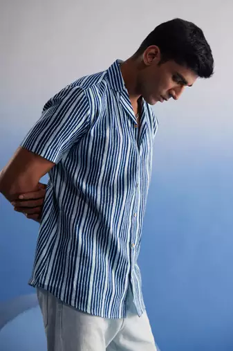 Indigo Blue Cotton Shirt