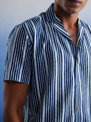 Indigo Blue Cotton Shirt 4
