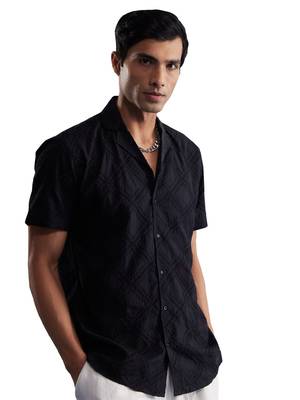Black Cotton Ethnic Shirt 1