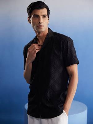 Black Cotton Ethnic Shirt 2