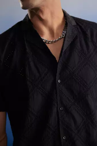 Black Cotton Ethnic Shirt
