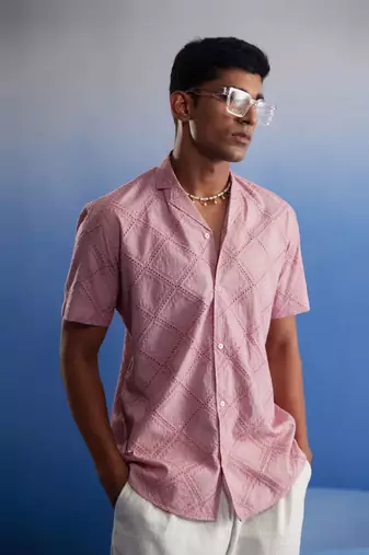 Pink Cotton Ethnic Shirt
