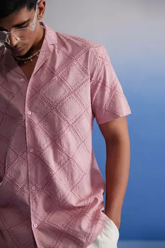 Pink Cotton Ethnic Shirt