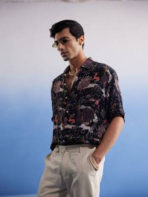 Black Cotton Blend Ethnic Shirt 2