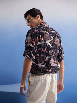 Black Cotton Blend Ethnic Shirt 3
