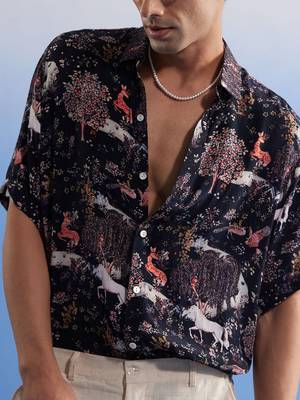 Black Cotton Blend Ethnic Shirt 4