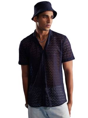Blue Net Ethnic Shirt 1