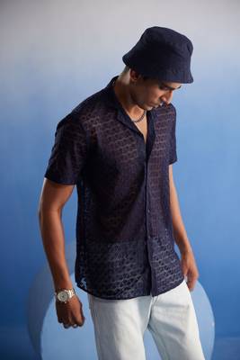 Blue Net Ethnic Shirt 2