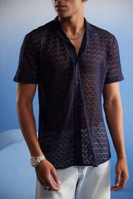 Blue Net Ethnic Shirt 4