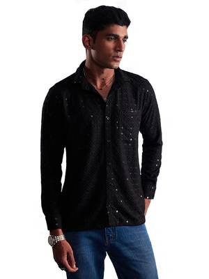 Black Rayon Ethnic Shirt 1