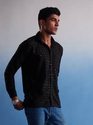 Black Rayon Ethnic Shirt 2