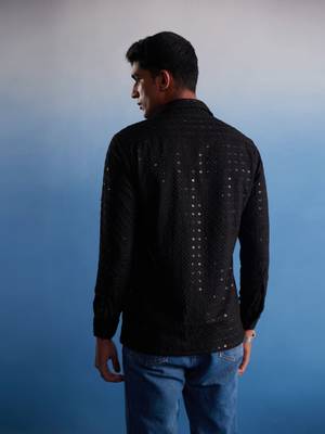 Black Rayon Ethnic Shirt 3