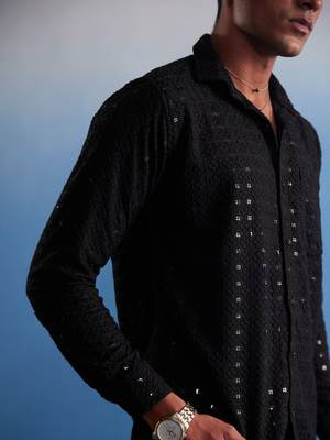 Black Rayon Ethnic Shirt 4