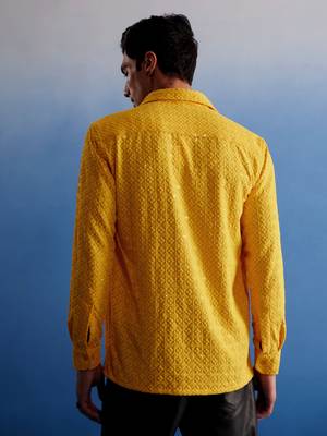 Yellow Rayon Ethnic Shirt 3