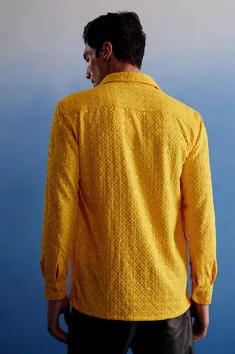 Yellow Rayon Ethnic Shirt
