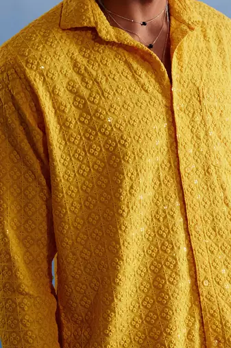 Yellow Rayon Ethnic Shirt