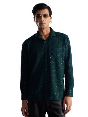 Green Rayon Ethnic Shirt 1
