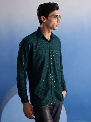 Green Rayon Ethnic Shirt 2
