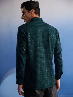 Green Rayon Ethnic Shirt 3