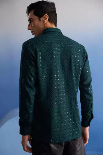Green Rayon Ethnic Shirt