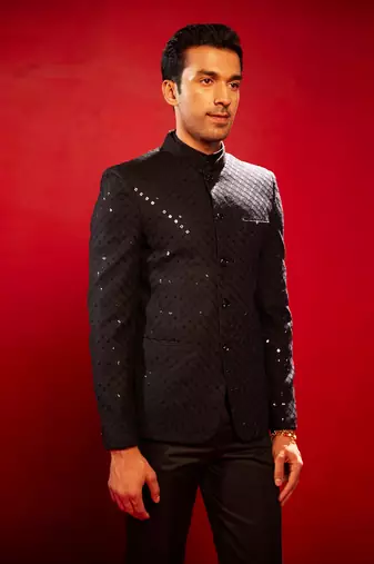 Black Schiffli Jodhpuri