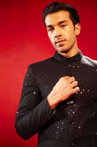 Black Schiffli Jodhpuri