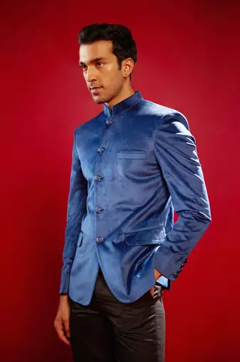 Navy Blue Velvet Jodhpuri
