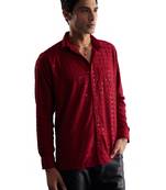 Maroon Rayon Ethnic Shirt