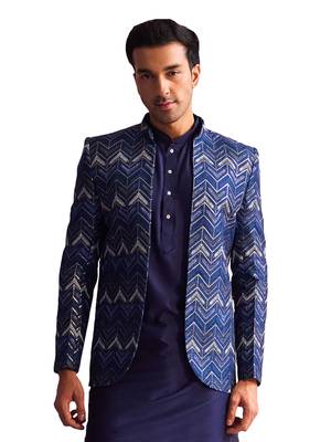 Blue Silk Blend Jodhpuri 1