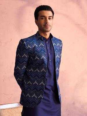 Blue Silk Blend Jodhpuri 2