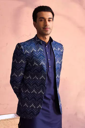 Blue Silk Blend Jodhpuri