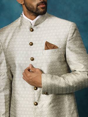 Men'S Beige Silk Blend Jodhpuri 4