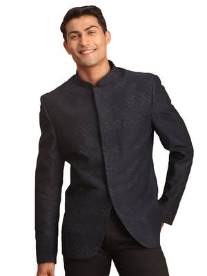 Navy Blue Silk Blend Jodhpuri 1