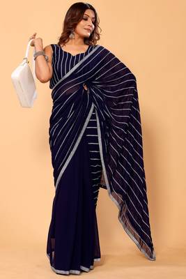 ready to wear gorgeous blue georgette embroidery saree with embroidery work 3