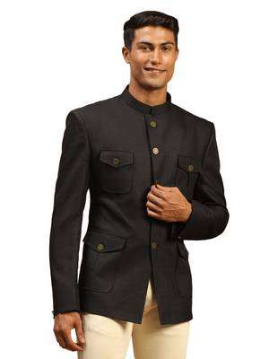 Black Silk Blend Jodhpuri 1