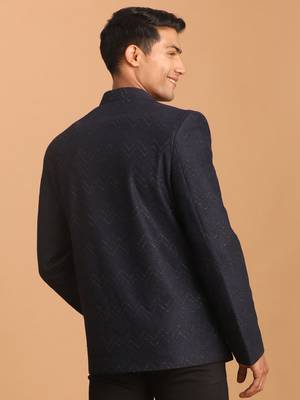 Navy Blue Silk Blend Jodhpuri 3