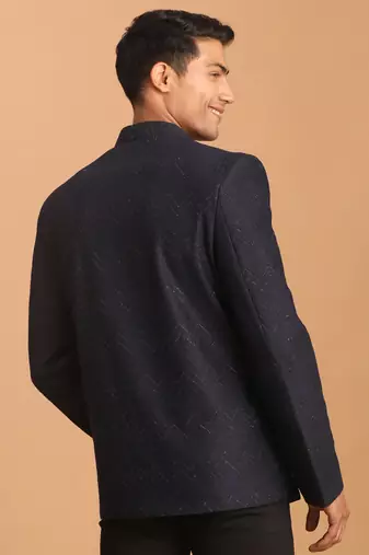 Navy Blue Silk Blend Jodhpuri