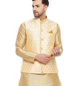 Gold Silk Blend Nehru Jacket